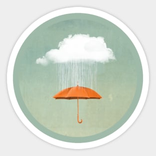 Orange umbrella Rain Cloud Sticker